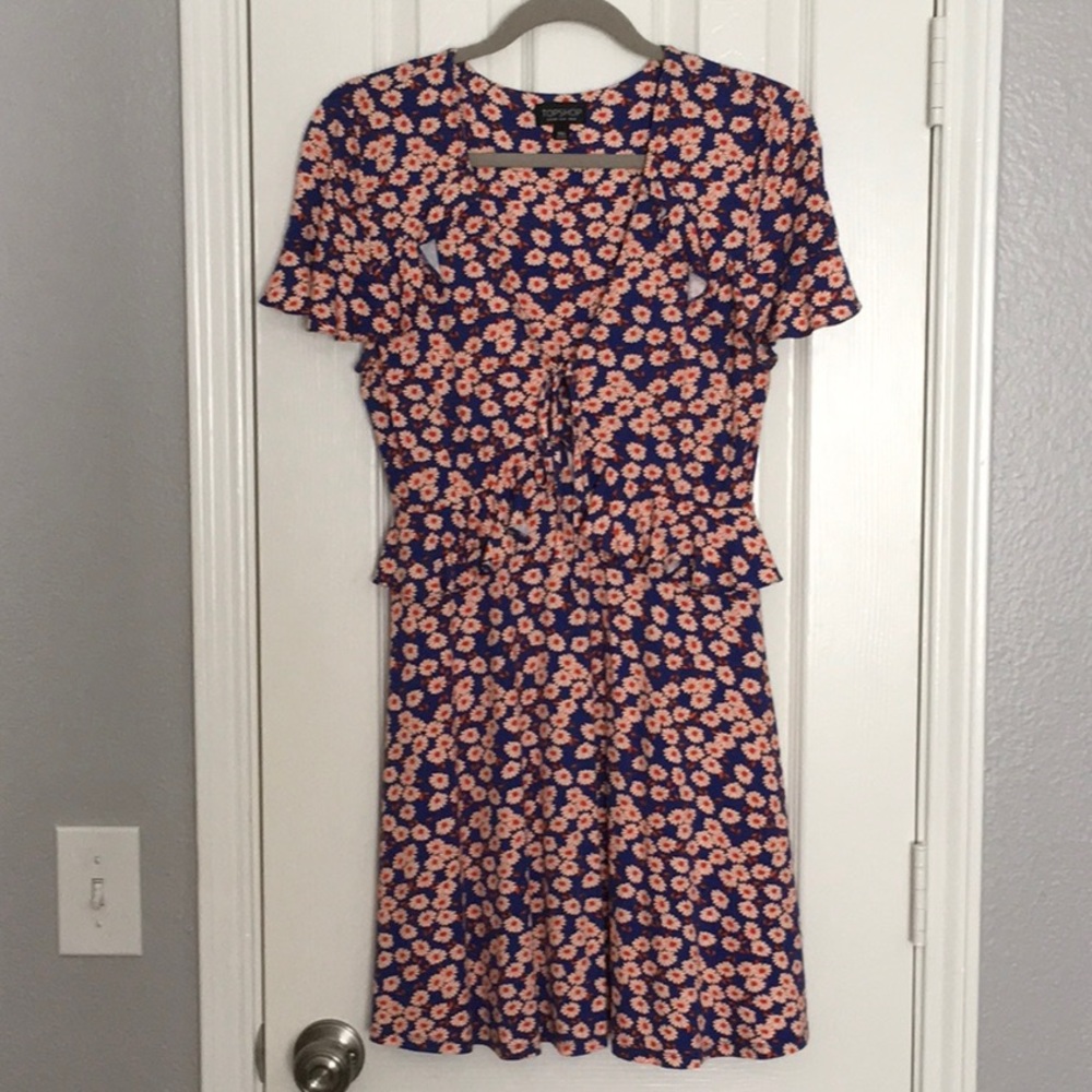 Topshop Dress. blue floral, size 8
